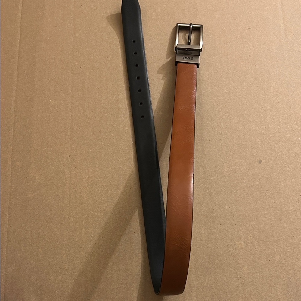 Chaps Black and Brown Reversible Synthetic Leather Belt